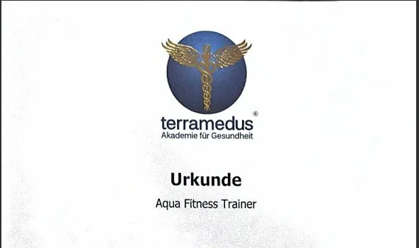 Ausschnitt der Urkunde Aqua-Fitness-Trainer, terramedus Akademie für Gesundheit